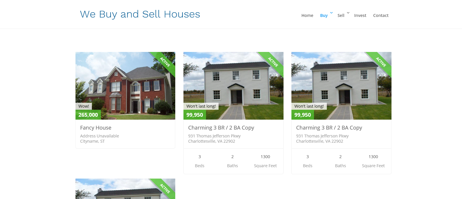 Property Listing Website for Real Estate Investors